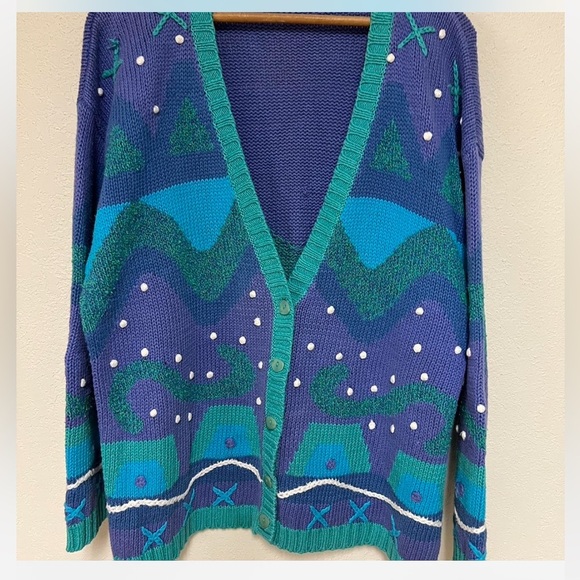 Colorful Women's Sweater with Button Front - Picture 1 of 6